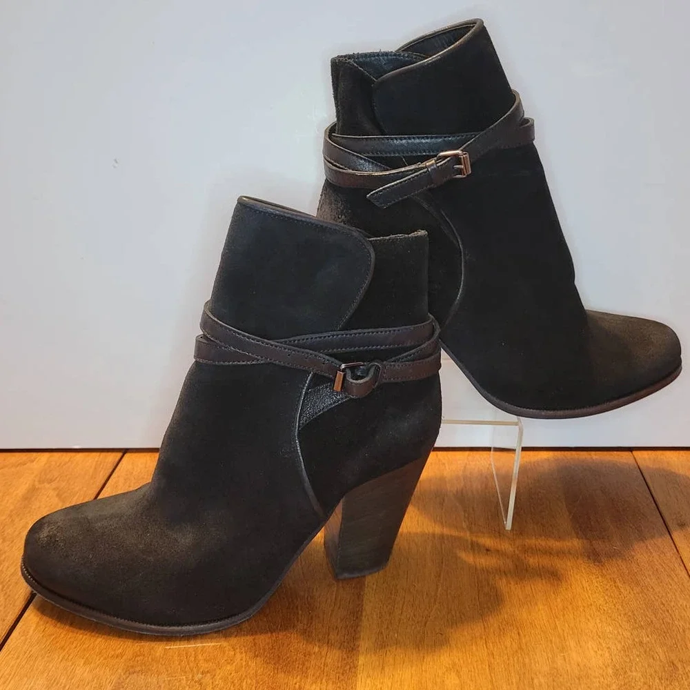 AllSaints Black Victoria Suede Ankle Wrap Boot EUR 37 / US 6.5 - Picture 1 of 4
